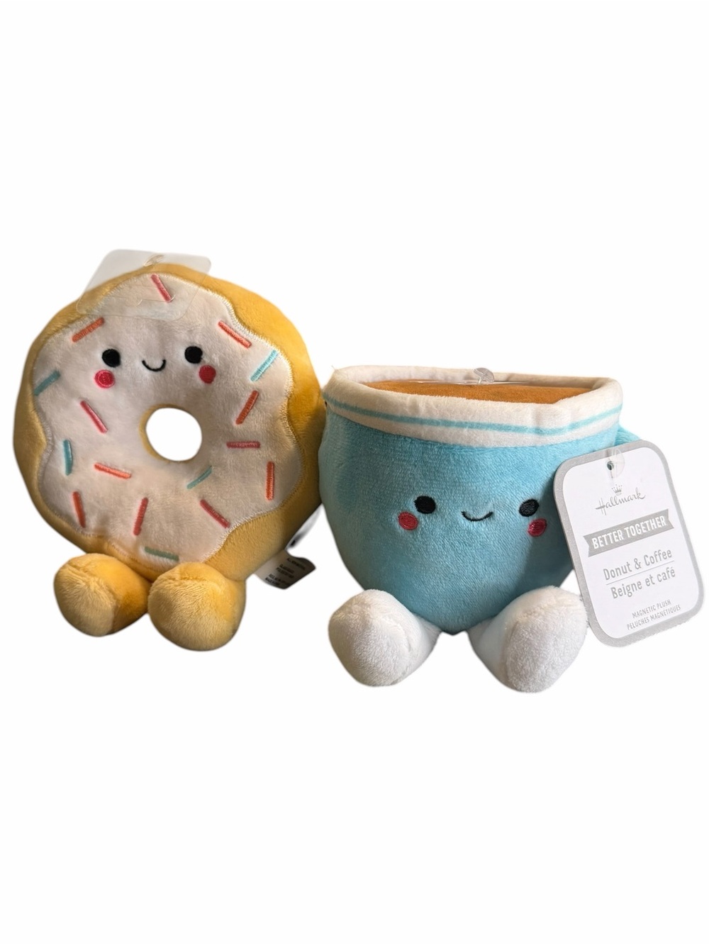 Hallmark Better Together Donut & Coffee Magnetic Plush Pair NWT Kawaii